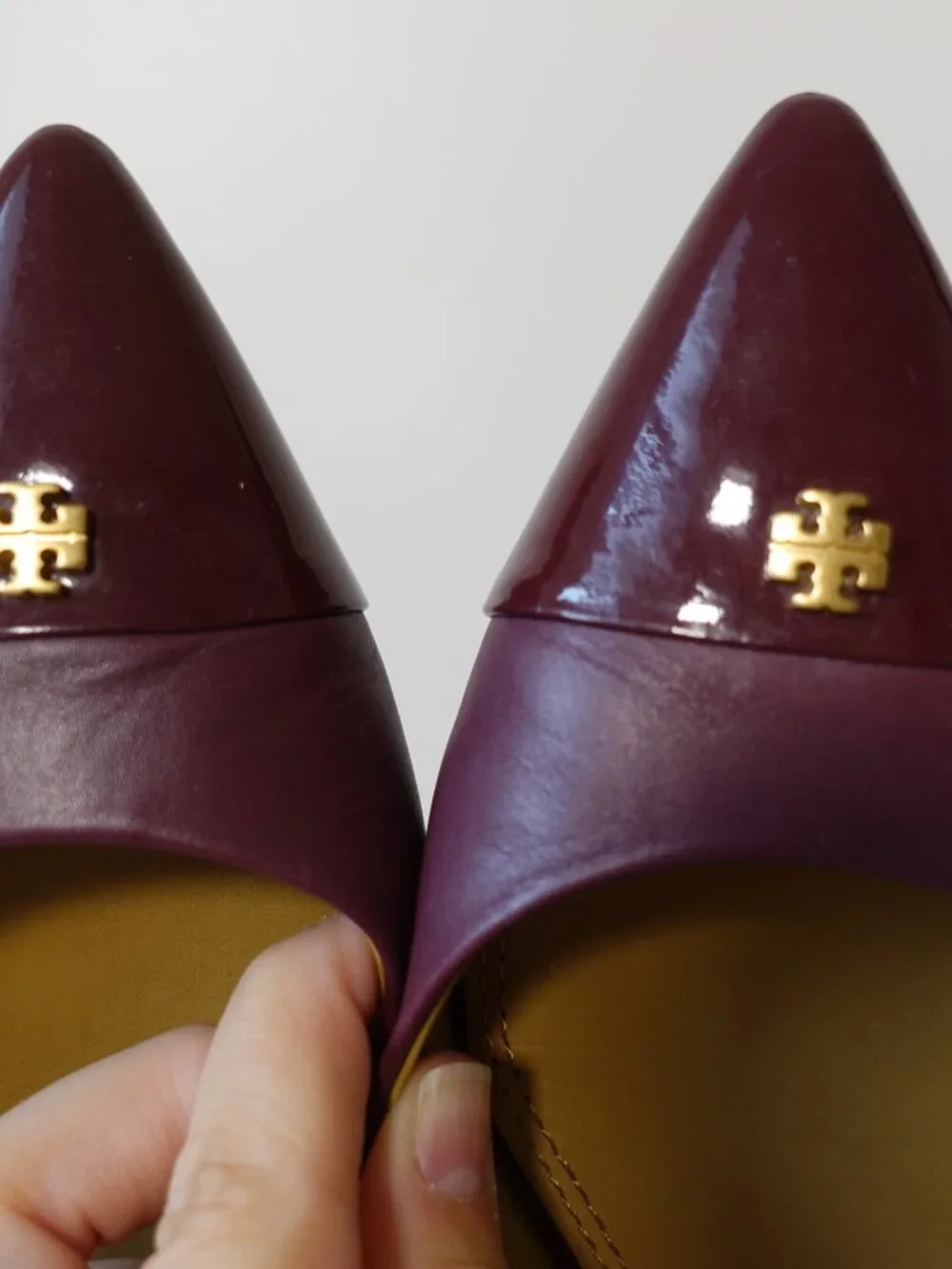 Tory Burch Burgundy Leather Cap Toe Reva Ballet Flats Size 8